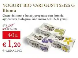 Eataly Yogurt bio vari gusti Biomu offerta