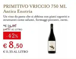 Eataly Primitivo Vriccio Antica Enotria offerta