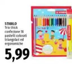 Emi Supermercati Stabilo trio thick pastelli colorati triangolari ed ergonomiche offerta