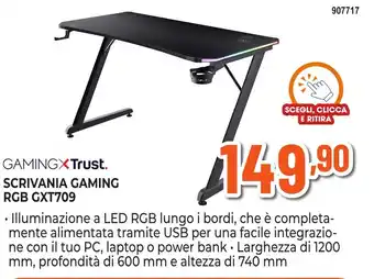 GamingXTrust. Scrivania Gaming RGB GXT709