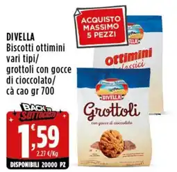Rossotono Carrefour Divella Grottoli con gocce di cioccolato offerta