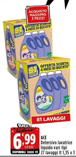 Rossotono Carrefour ACE Detersivo lavatrice liquido vari tipi offerta