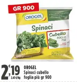 Rossotono Carrefour Orogel Spinaci cubello offerta