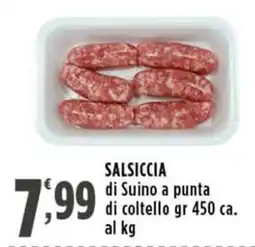 Rossotono Carrefour Salsiccia di Suino a punta di coltello offerta