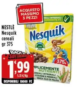 Rossotono Carrefour Nesquik cereali offerta