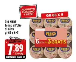 Rossotono Carrefour Tonno all'olio di oliva Rio Mare offerta