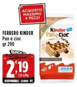Rossotono Carrefour Ferrero Kinder Pan e cioc offerta