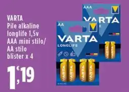 Rossotono Carrefour Varta pile alkaline longlife offerta