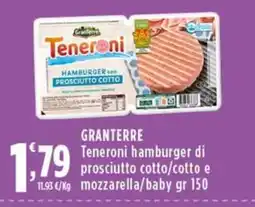Rossotono Carrefour Teneroni hamburger di prosciutto cotto/cotto e mozzarella/baby offerta