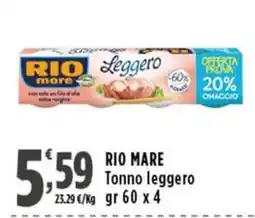 Rossotono Carrefour Rio mare Tonno leggero offerta