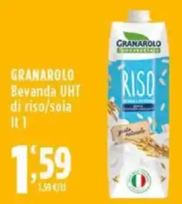 Rossotono Carrefour Granarolo bevanda UHT di riso/soia offerta