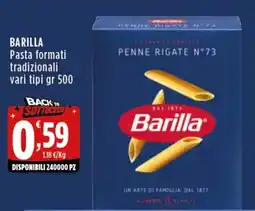 Rossotono Carrefour Penne rigate Barilla offerta