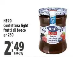 Rossotono Carrefour Hero confettura light frutti di bosco offerta