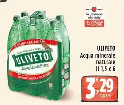 Rossotono Carrefour Uliveto Acqua minerale naturale offerta