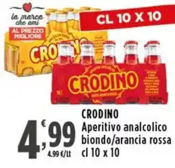 Rossotono Carrefour Crodino Aperitivo analcolico biondo/arancia rossa offerta