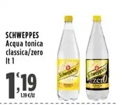 Rossotono Carrefour Schweppes acqua tonica classica/zero offerta