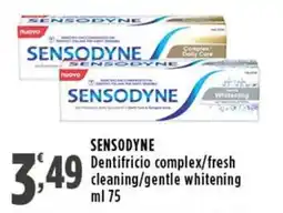 Rossotono Carrefour Sensodyne dentifricio complex/fresh cleaning/gentle whitening offerta