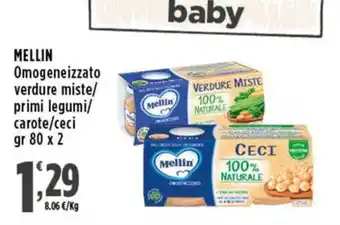 Rossotono Carrefour Mellin Omogeneizzato verdure miste offerta