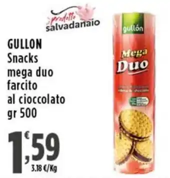 Rossotono Carrefour Gullon snacks mega duo farcito al cioccolato offerta