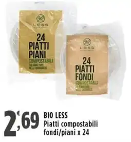 Rossotono Carrefour Piatti compostabili BIO LESS offerta