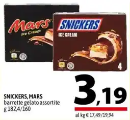 A&O Snickers, Mars barrette gelato assortite offerta