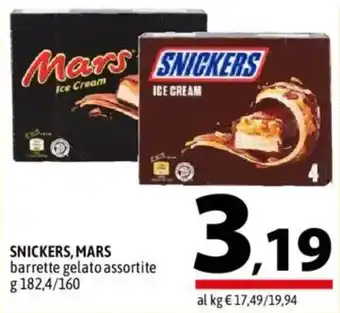 Snickers, Mars barrette gelato assortite