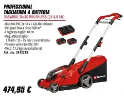 Einhell Tagliaerba a batteria Rasarro 36/40 Brushless Einhell offerta
