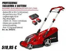 Einhell Tagliaerba a batteria Rasarro 36/42 brushless kit Einhell offerta