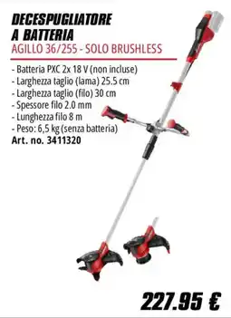 Einhell Decespugliatore a batteria Agillo 36/255 - solo brushless offerta