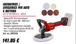 Einhell Lucidatrice / levigatrice per auto a batteria CE-CP 18/180 Li E - Solo offerta