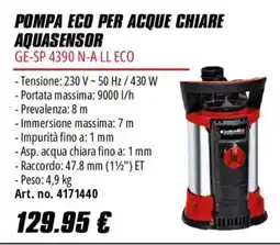 Einhell Pompa eco per acque chiare aquasensor offerta