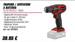 Einhell Trapano / Avvitatore a batteria TC-CD 18/35 LI - Solo offerta