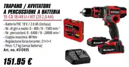 Einhell Trapano / avvitatore a percussione a batteria Einhell offerta