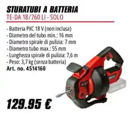 Einhell Sturatubi a batteria TE-DA 18/760 LI - Solo offerta
