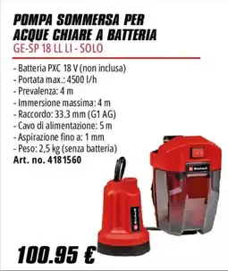 Einhell Pompa sommersa per acque chiare a batteria Einhell offerta