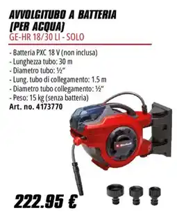 Einhell Avvolgitubo a batteria per acqua Ge-hr 18/30 li - solo offerta