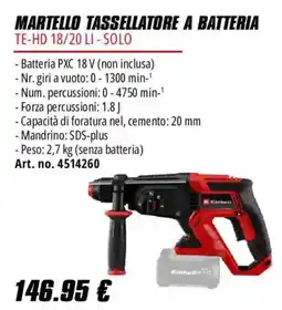 Einhell Martello tassellatore a batteria CinhaB offerta