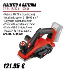 Einhell Pialletto a batteria TE-PL 18/82 LI - SOLO offerta