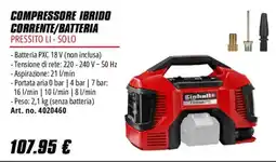 Einhell Compressore ibrido corrente/batteria pressito li - solo offerta