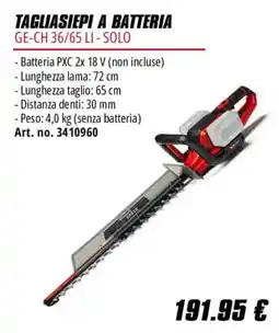 Einhell Tagliasiepi a batteria GE-CH 36/65 LI - Solo offerta