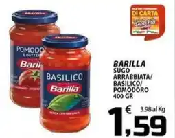 SpesaPiù Supermercati Barilla sugo arrabbiata/basilico/pomodoro offerta