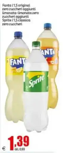Elite Fanta original zero zuccheri aggiunti limonata-limonata zero zuccheri aggiunti, Sprite classica zero zuccheri offerta