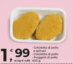 Alter Discount Cotoletta di pollo e spinaci/Cotoletta di pollo/Nuggets di pollo offerta
