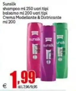 Elite Sunsilk shampoo balsamo Crema Modellante & Districante offerta