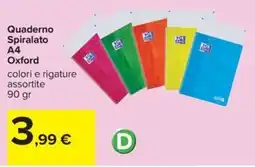 Carrefour Iper Quaderno Spiralato A4 Oxford offerta
