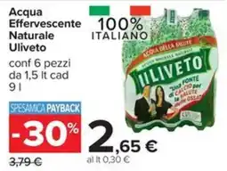 Carrefour Iper Acqua Effervescente Naturale Uliveto offerta