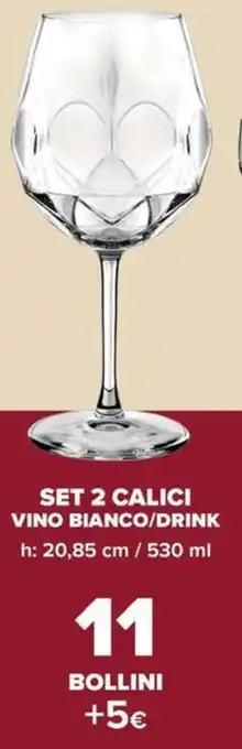 Carrefour Iper Set 2 calici vino bianco/drink offerta