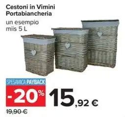 Carrefour Iper Cestoni in Vimini Portabiancheria offerta