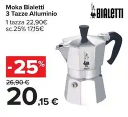 Carrefour Iper Moka Bialetti 3 Tazze Alluminio offerta