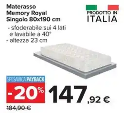 Carrefour Iper Materasso Memory Royal offerta